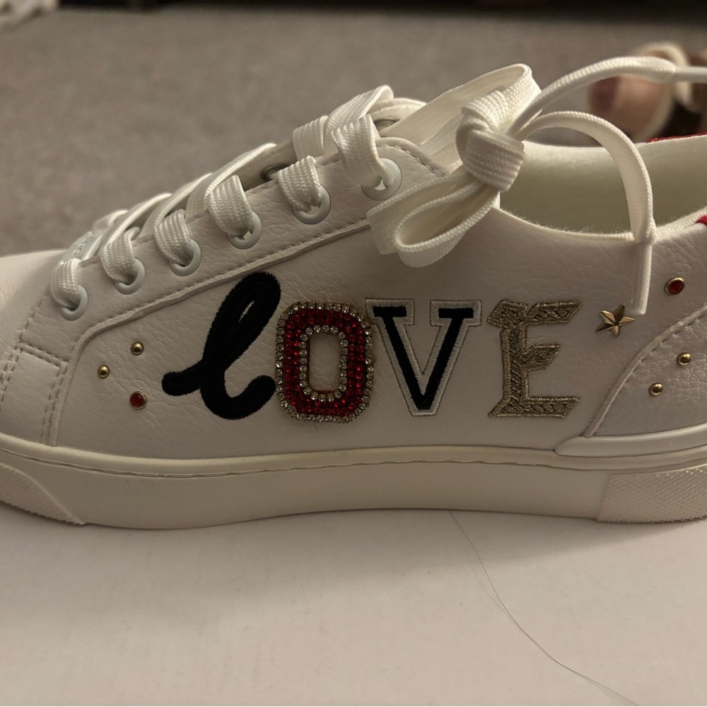 White Love Embellished Women's Aldo Sneakers